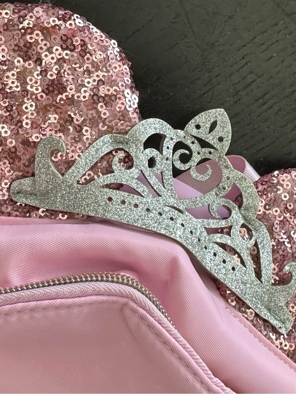 Disney Pink Sequin Ear Backpack with Silver Tiara Accent